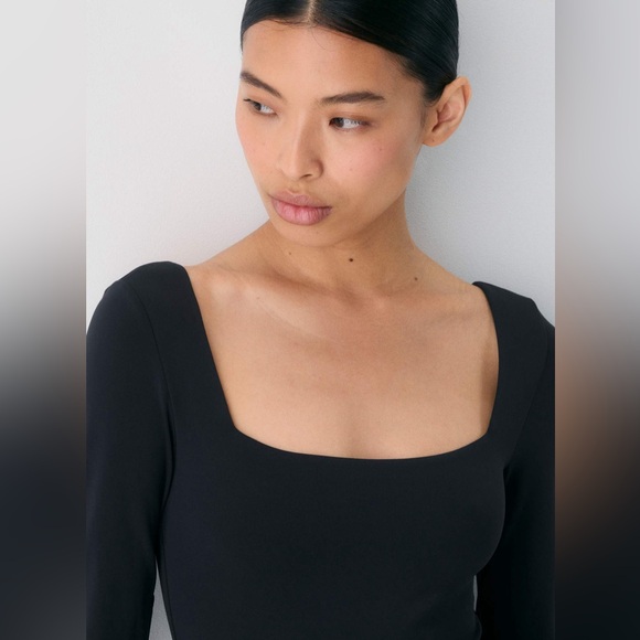 Babaton Aritzia Black Square Neck Long Sleeve Bodysuit Size S - Picture 6 of 16